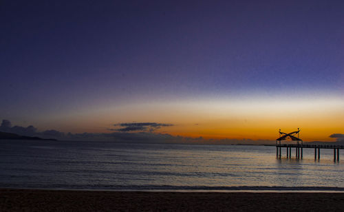 Scenic view of sea at sunset