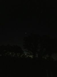 Low angle view of silhouette trees against sky at night