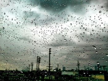 Close-up of water drops on glass