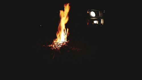 Close-up of bonfire at night