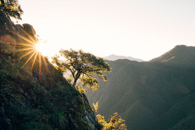 Scenic view of mountains against clear sky