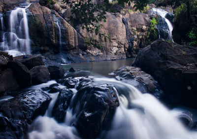 Scenic view of waterfall in forest