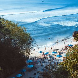 High angle view of people at beach