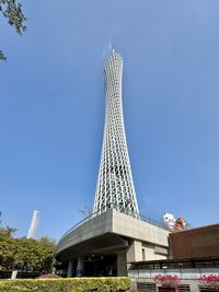 Low angle view of eiffel tower against sky