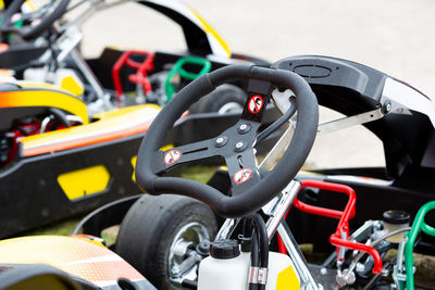 Close-up of bicycles