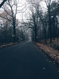 Road amidst bare trees during winter