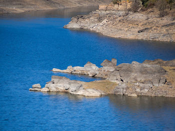 Scenic view of rock formation in sea