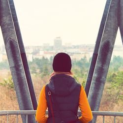 Rear view of woman looking at view