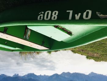 Close-up of text on boat