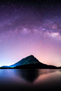Night landscape mountain and milkyway galaxy background , thailand , long exposure ,low light