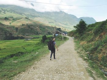 Man hiking on mountain