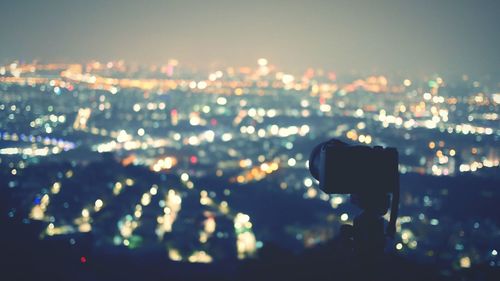 Illuminated cityscape at night