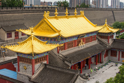 High angle view of temple building