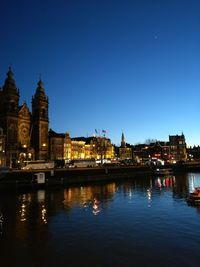 River in city at night