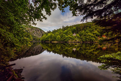 Stechovice 26 km south of prague on the vltava river. reflections on calm  water