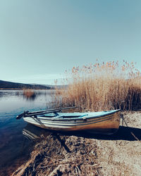 Scenic view of lake against clear sky