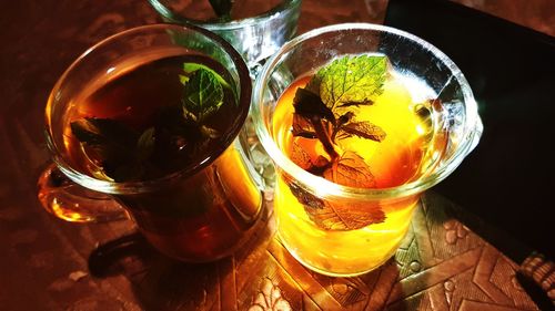 Close-up of tea served on table