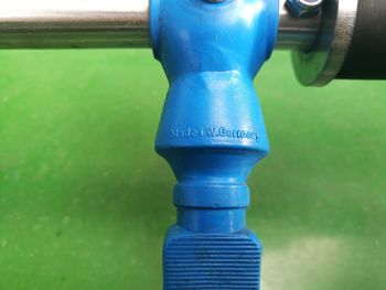 Close-up of blue metal