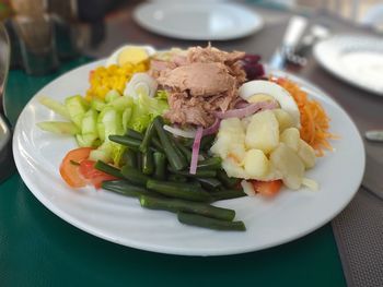 Close-up of meal served in plate