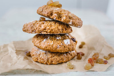 Close-up of cookies on table