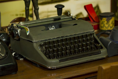 High angle view of computer keyboard on table