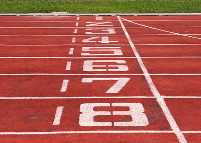 Numbers on running track