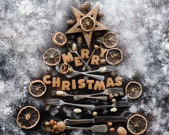 Directly above shot of various ingredients on table