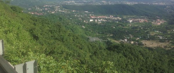 Landscape with mountain range in background