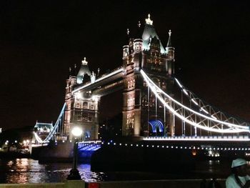 Bridge over river at night