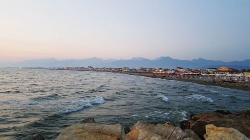 Scenic view of sea against clear sky