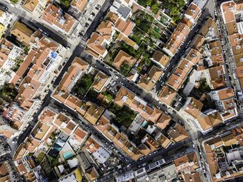 High angle view of buildings in city