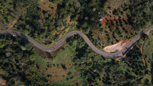 Winding road on mountain at chianng rai thailand aerial top view