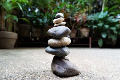 Stack of stones in garden