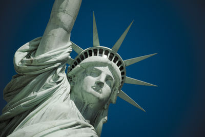 Low angle view of statue against clear sky