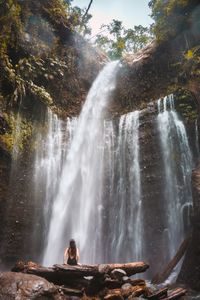 Scenic view of waterfall in forest