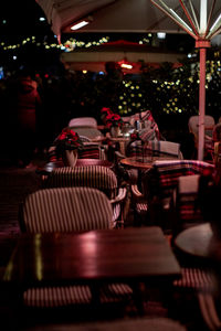 Illuminated restaurant at night