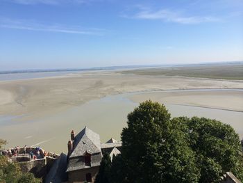 High angle view of sea against sky