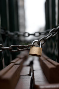 Detail shot of padlock against blurred background