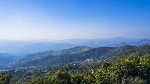 Scenic view of mountains against clear sky
