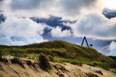 Scenic view of landscape against cloudy sky