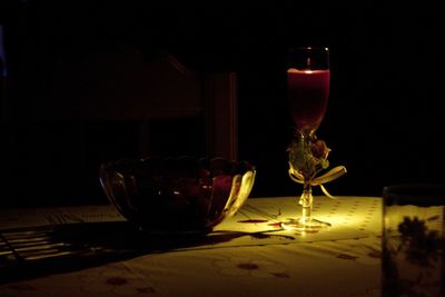 Close-up of wine glass on table