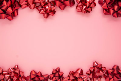 High angle view of christmas decorations on table