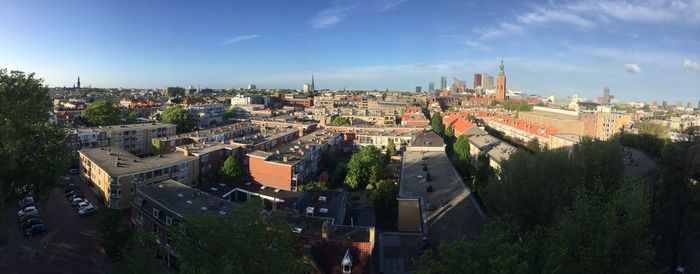 High angle view of townscape against sky