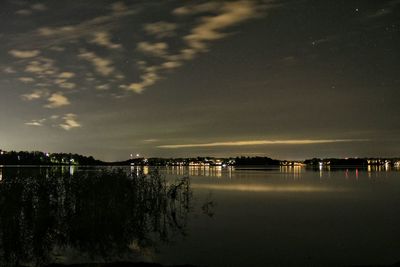 Scenic view of sea against sky at night