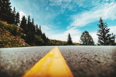 Surface level of road against sky