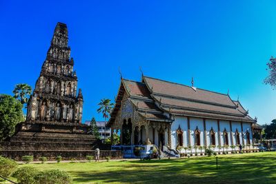 Exterior of temple against building