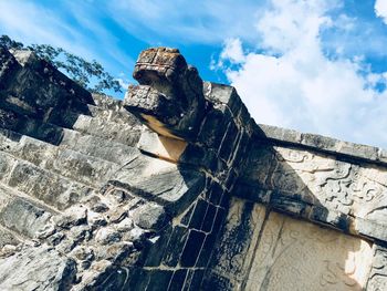 Low angle view of old building against sky