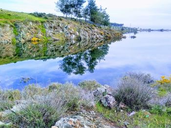 Scenic view of lake against sky