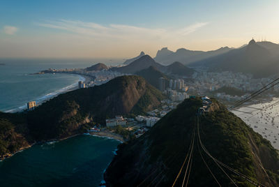 Amazing view of the rio de janeiro in brazil seen from the sugar loaf mountain at sunset time