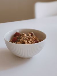 Close-up of breakfast served on table